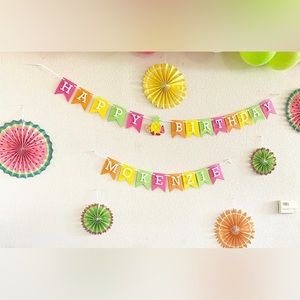 Selling Happy Birthday Banner with 6 fruit fan decor